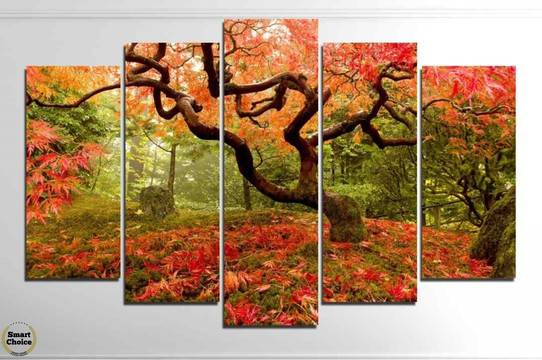 Декоративно пано за стена от 5 части Японската градина в Портланд САЩ – HD-765