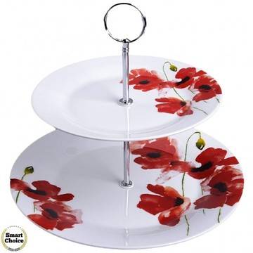 Порцеланово плато на две нива 21-27 см. „Макове“. Модел 76-6933