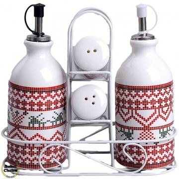 Комплект оливерник на метална поставка „Българска шевица“. Модел 79-6939