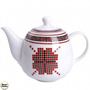 Порцеланов чайник с цедка 720 мл. „Българска шевица“. Модел 79-6940