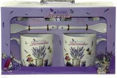 Порцеланов комплект две чаши с чинийки и лъжички – „Beautiful lavender“. Модел 79-7070