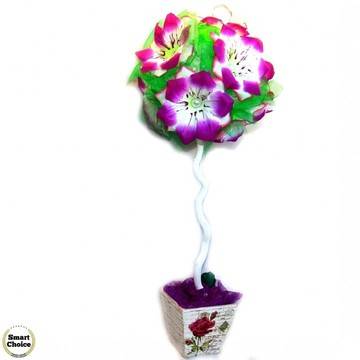 Сувенир – Цветно дърво – топиар от изкуствени цветя – 56 см. Модел DM-9022