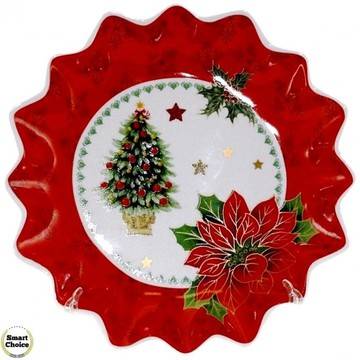 Коледно плато 24 см. „Коледна елха“ кръгло. Модел 22-6923