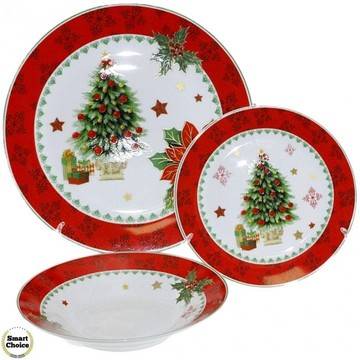 Коледен порцеланов сервиз за хранене 18 части „Коледна елха“. Модел 76-6925