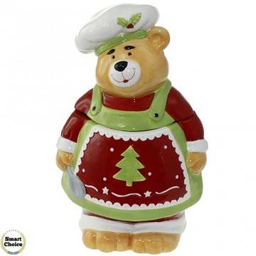 Коледна купа за сладки с капак 26 см. „Коледно мече“. Модел 22-6466