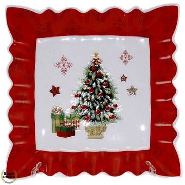 Коледно плато 25 см. „Коледна елха“ квадратно. Модел 22-6922