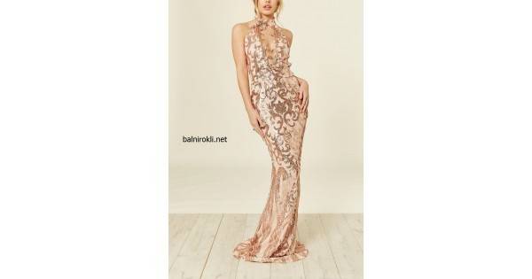 Бална Блестяща Луксозна Златиста Рокля Гол Гръб