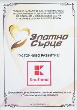 Kaufland България с отличие за цялостна корпоративна социална отговорност и благотворителна дейност