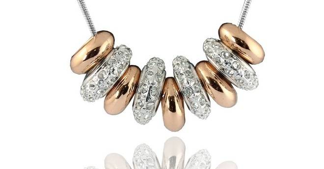 Спечелете колие с висулки с покритие от бяло и жълто злато Venice