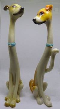 Порцеланови кученца две в комплект – Декор и Обзавеждане, Мебели, Винтидж Осветление, Бетонни вази и саксии – АртДеко