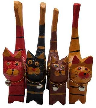 Комплект от четири дървени котенца – Декор и Обзавеждане, Мебели, Винтидж Осветление, Бетонни вази и саксии – АртДеко