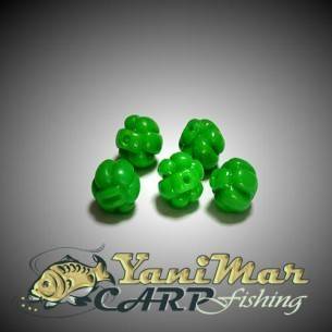 Изкуствена pop up царевица букет – зелена, Pop Up силиконова царевица, изкуствена стръв за риболов и монтаж на косъм