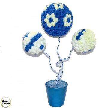 Сувенир – Цветно дърво – топиар „Трите рози“ – 52 см. Модел DM-9035