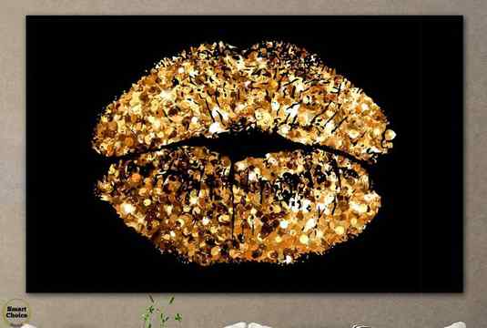 Картина пано за стена от 1 част – Златни дамски устни – HD-836-1