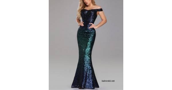 Абитуриентска Блестяща Дълга Рокля Деколте