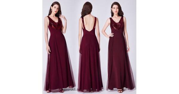 Абитуриентска Дълга Официална Рокля Бордо