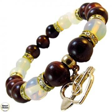 Дамска гривна от естествени камъни Ахат и Лунен камък – DM-2411