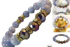 Дамска гривна от естествени камъни Аквамарин и Чешки кварц – DM-2420