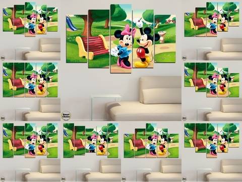 Декоративно пано за стена от 5 части с Мики Маус и Мини – HD-454