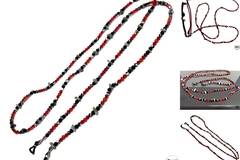 Връзки за очила от естествени камъни Карнеол, Ахат, Оникс и Чешки кристал – DM-1062