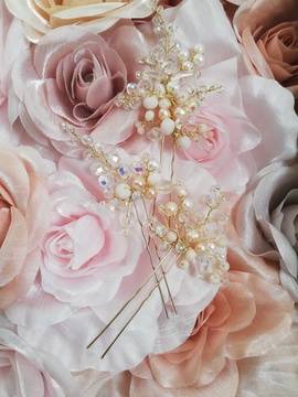 Ръчно изработени кристални фуркети украса за коса Golden Blush