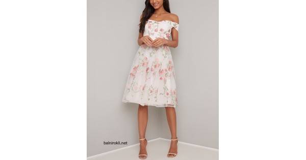 Бална Къса Рокля Розови Бродерии