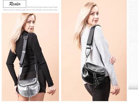 REALER crossbody чанта за жени сребърна чанта за рамо мека изкуствена кожа чанта дами, метален ефект малка﻿