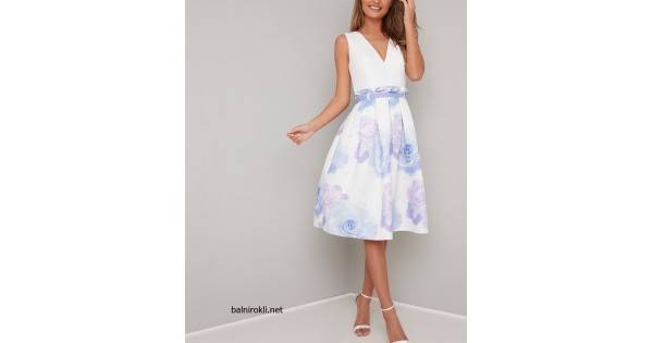 Елегантна Коктейлна Рокля Флорален Принт