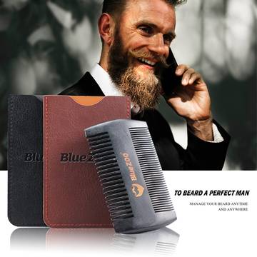 Мъжки дървен гребен за брада и коса Blue ZOO