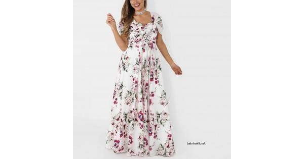 Елегантна Многоцветна Парти Рокля Шифон в Бяло