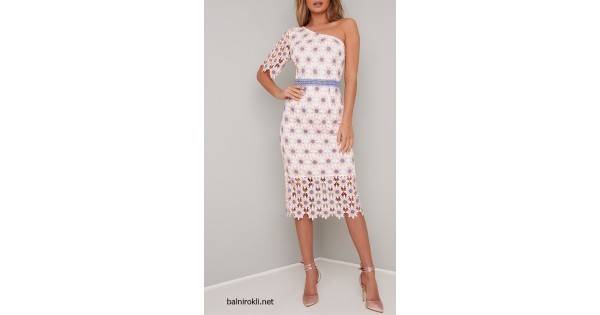 Асиметрична Парти Рокля Дантела Средна Дължина