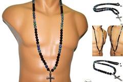 Мъжки гердан от естествени камъни Оникс, Хематит и Хризокола – DM-1065