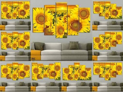 Декоративно пано за стена от 5 части – Летни слънчогледи – HD-915