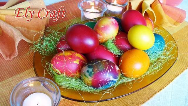 Боядисване на великденски яйца с памук