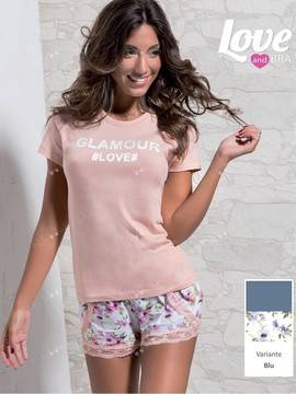 Дамска лятна памучна пижама с дантела на LOVE AND BRA 13798