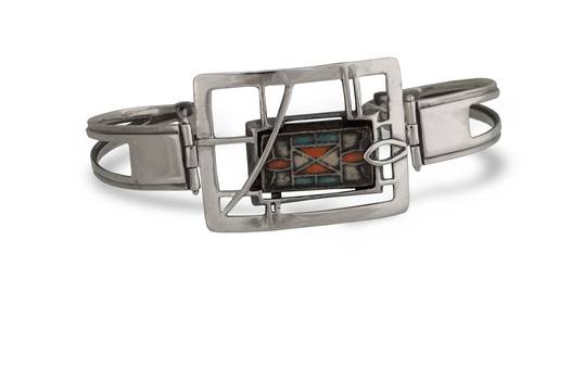 Дамска сребърна гривна с керамика, модел 1046B на Студио Николас.