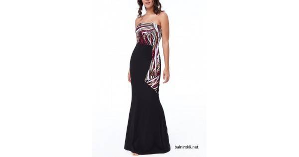 Бална Дълга Черна Рокля Блестящо Бюстие