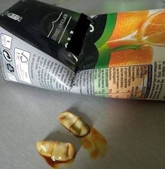 Филмирани таблетки боя и стабилизатори изпаднаха от сок