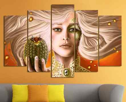 Декоративно пано за стена от 5 части – „Игра на тронове“ – Денерис Таргариен – HD-939