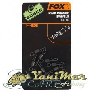 Бързи връзки за риболов Fox Edges Kwik Change Swivels – Size 10, Аксесоари за риболов на шаран
