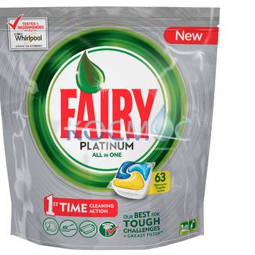 Таблетки за съдомиялна Fairy Platinum All in one 63бр.
