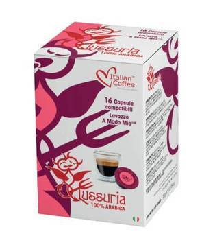 Капсули Italian Coffee Lussuria 100% Арабика съвместими с Lavazza A Modo Mio 16 бр