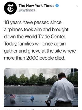 „Ню Йорк Таймс“ обвини „самолети“ за атентатите на 11 септември 2001
