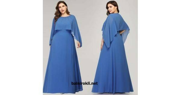 Абитуриентска Синя Бална Рокля Макси Размери Шифон