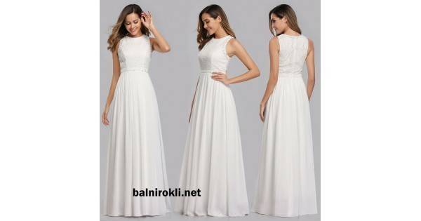 Абитуриентска Бална Бяла Рокля Бюстие Дантела