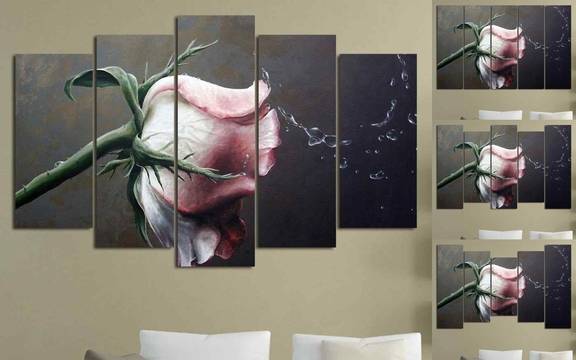 Декоративно пано за стена от 5 части с нежна роза – HD-980