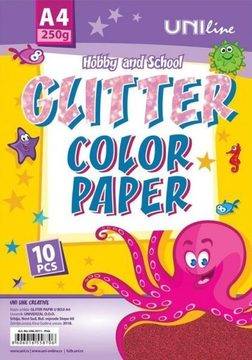 Картон брокатен 250г А4 10 листа червен