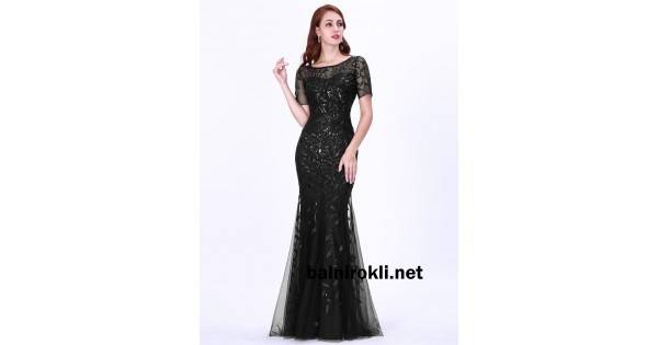 Дълга Елегантна Черна Вечерна Рокля Русалка