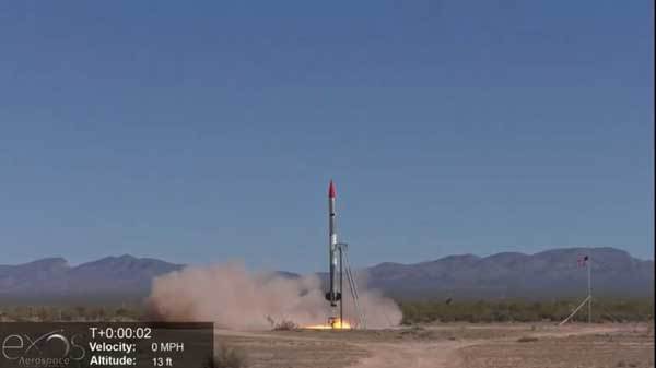 АВАРИЯ: Малката суборбитална ракета Сардж на американската компания Ексос аероспейс се разби след изстрелването