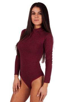 Вълнено боди дълъг ръкав полуполо